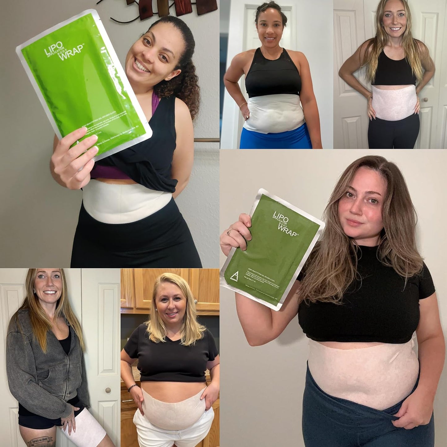 Ultimate Lipo Body Wrap With Guarana, Green Tea, and Seaweed Wraps Works for Stomach Belly Legs Arms Abdomen Skin Elasticity and Resiliency. (8 Wraps)
