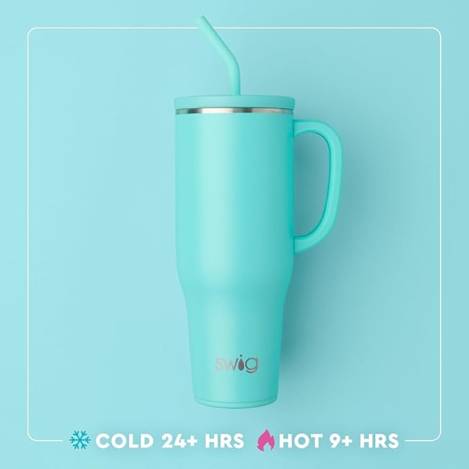 Swig Life 40oz Mega Mug, 40oz Tumbler with Handle and Straw, Extra Large Insulated Tumblers, Cup Holder Friendly Travel Mug (North Dakota)