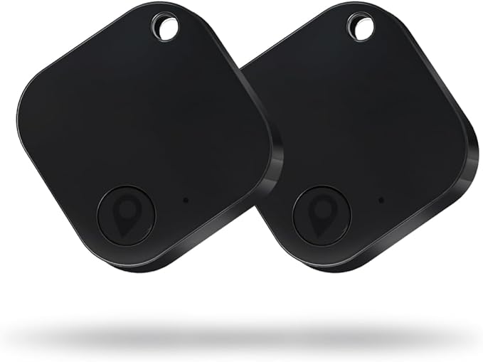 Bluetooth Tracker Tag 2 Pack, Work with Apple Find My (iOS Only, Not for Android), Item Finder for Keys, Backpack, Suitcase, Wallet, Luggage, Black