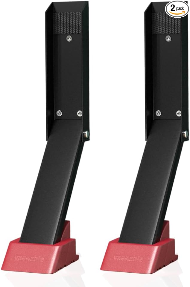 2 Pack Door Stop, No Drill Door Stoppers - Kickdown Doorstop for Home, Glass Doors, & Outdoors, Easy to Install Doors with Self Adhesive Door Stopper, No Screw Flip Down Portable Door Stopper - Black