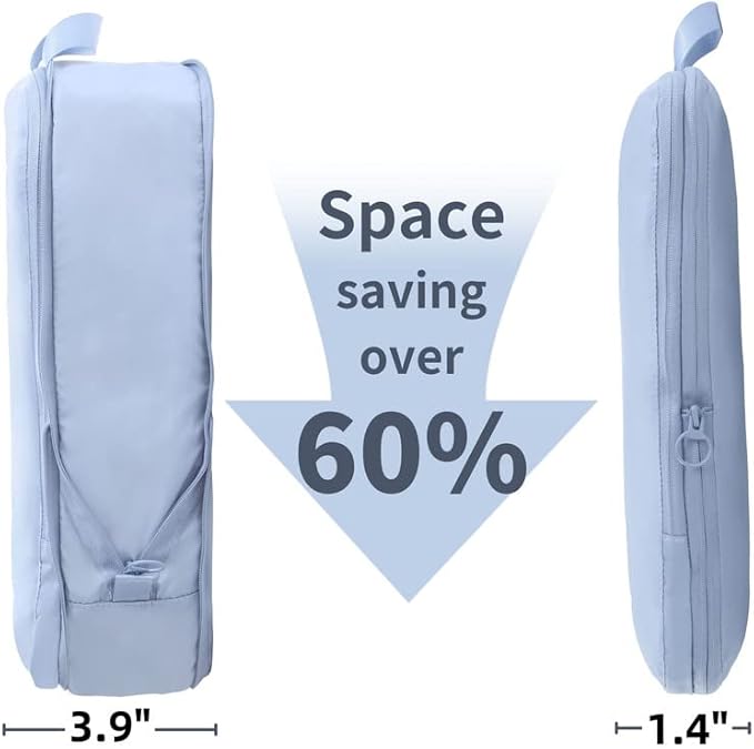 tianzong Compression Packing Cubes for Suitcases, Luggage Organizer Bags Set for Travel (Blue, 2 Pack Medium)