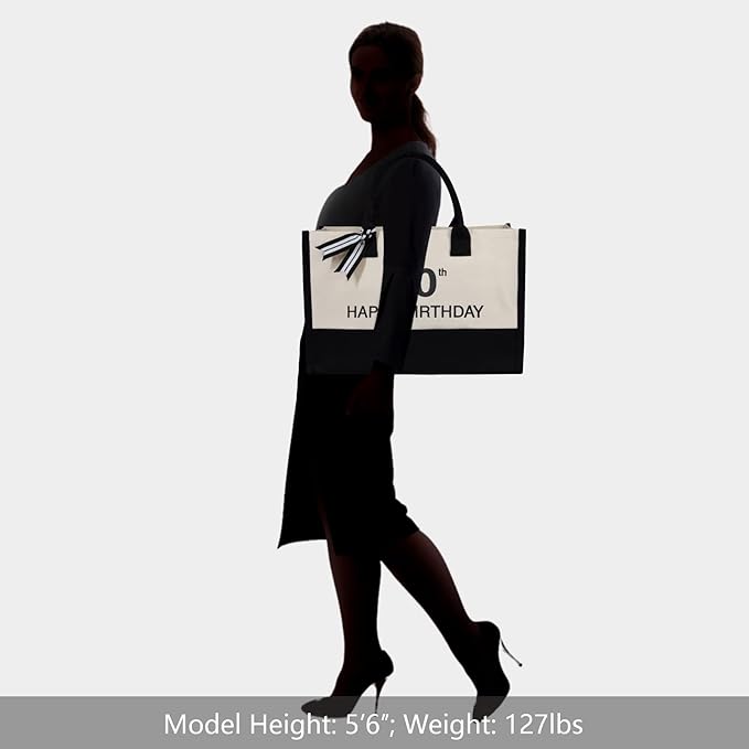 TOPDesign Embroidery Canvas Tote Bag for Women, 30th Birthday Gifts for Her, Wife, Mom, Sister, Daughter, Aunt, Best Friend, Coworker, Turning 30 Years Old Present, Personalized Bag for Beach, Holiday
