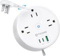 TROND 20W USB C Travel Power Strip - Retractable Extension Cord 5ft Ultra Thin Flat Plug, Power Strip with 3 AC Outlets and USB C Fast Charging, Cruise Ship Essentials, for Home Hotel Dorm Room, White