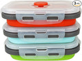 ECOmorning 3 Piece Silicone Food Storage Containers Collapsible Silicone Bowl with Airtight Silicone Lids, Collapsible Lunch Box - Microwave, & Freezer Safe, 350ML