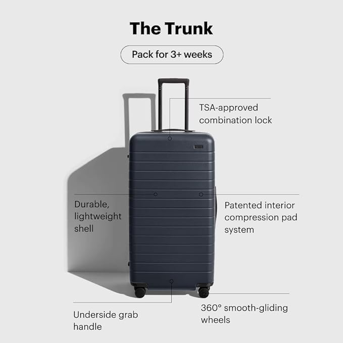 Away Large Trunk Luggage, 31 Inch Hardside Suitcase with Spinner Wheels, Lightweight & Durable, TSA Lock, Ideal for Long Trips, Salt White