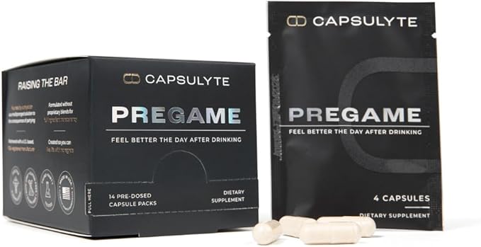 Pregame | Prevent Feeling Awful After Drinking | Alcohol Aid and Liver Health | Doctor Formulated | DHM, N-Acetyl Cysteine NAC, Milk Thistle | Box of 14 Packets (56 Capsules)