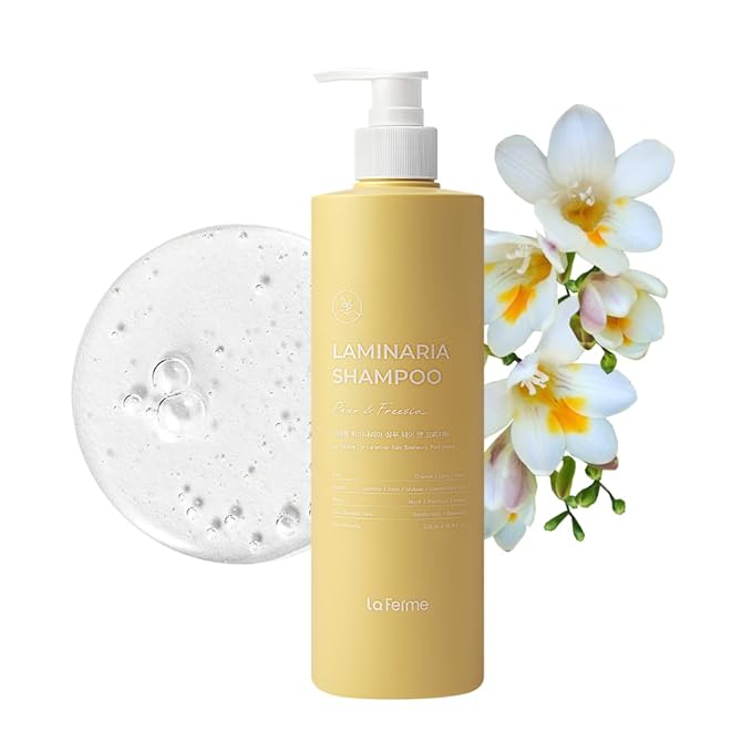 laferme Laminaria Shampoo with Organic Ingredient, Korean Clarifying Shampoo, Hydrating for Dry Hair, Strengthening for Weak Hair, Sulfate & Paraben-Free, for Women & Men,16.9 FL. OZ, Pear & Freesia