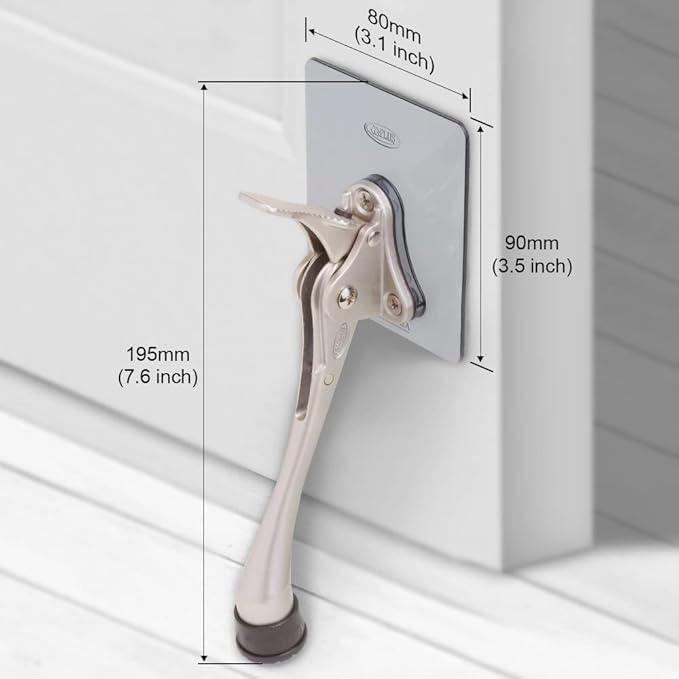 One-Touch Doorstop Adhesive Bracket (Satin Nickel, 6inch x 1pack)
