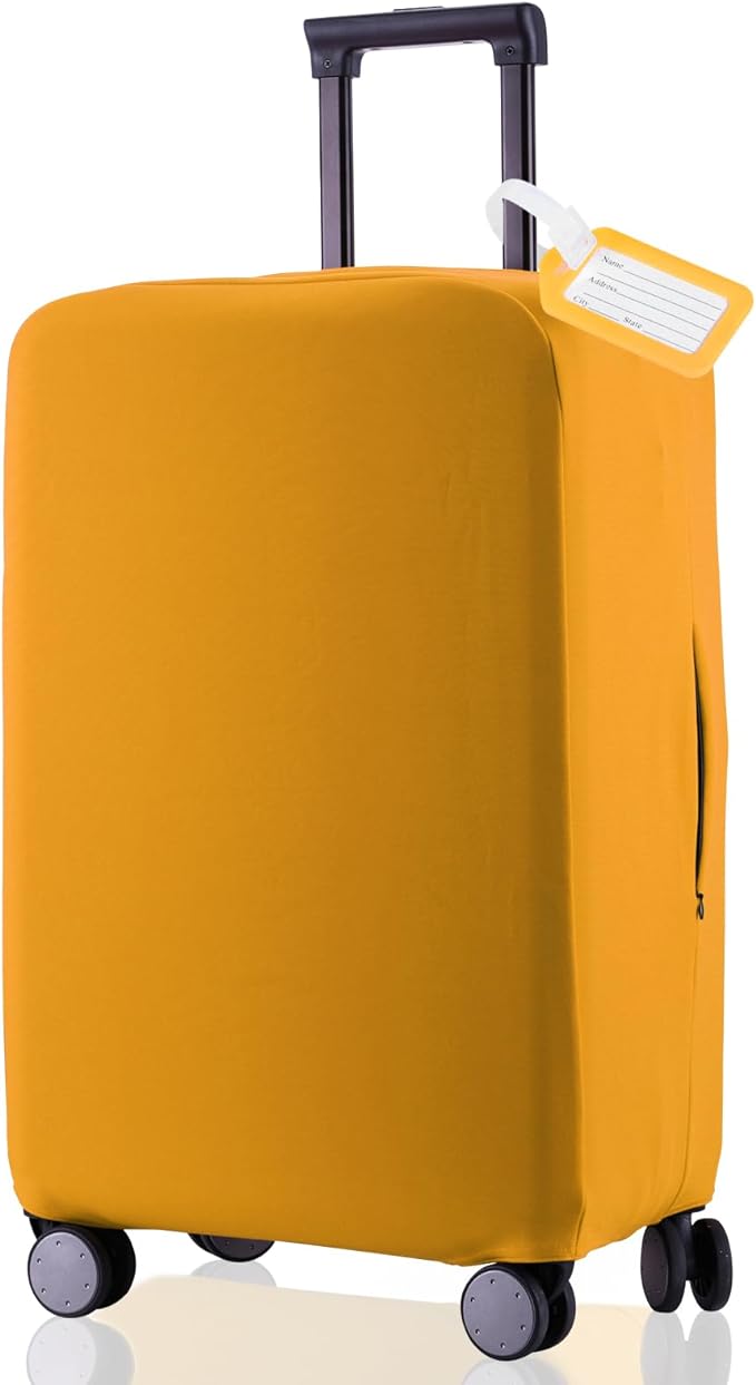 Travel Luggage Cover Suitcase Protector Scratch-Resistant Fit 19-31 Inch Suitcase, Not Included Suitcase (Yellow, L(26-27 inch))
