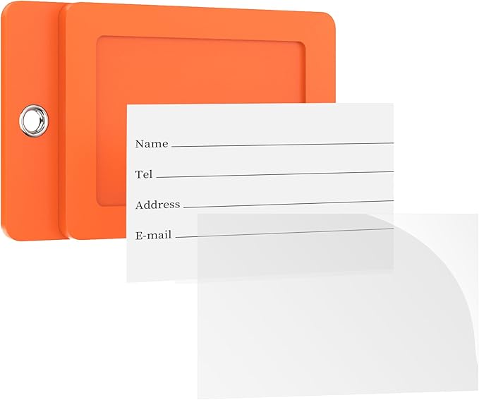 Gostwo 2 Pack Luggage Tags for Suitcases, 26 Initial Letter Travel Luggage Baggage Identification Labels ID Tag Fully Bendable Tags with Stainless Steel Loop (Orange) (Letter J)