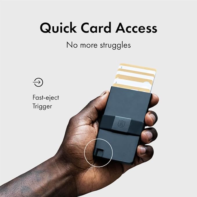 Ekster - Aluminum Cardholder Pro Wallet - All-Metal Aluminum Wallet for Men - Fits 7 Cards, RFID Blocking Layer, Ultra-Thin, Minimalist, Push Button, Card Access, Expandable, Trackable (Jet Black)