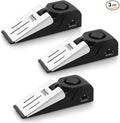 3 Pack Door Stop Alarm, Door Stopper with 120DB Security Alarm, Floor Wedge Door Stop Siren, Door Security Devices for Traveling, Apartment, Hotel and Home, Black