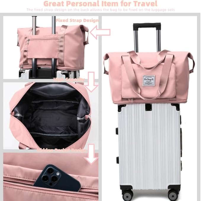 Large Capacity Foldable Travel Bag, Expandable lightweight Carry on Bag, Dry with Wet Separation Spor Duffel Bags