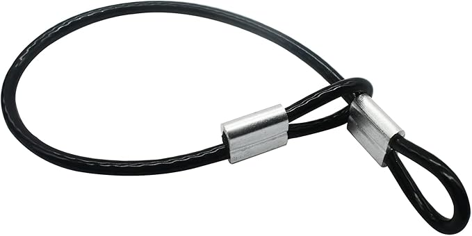 5 Pcs 4mm Wire 24 inch Vinyl Coated Stainless Steel Cable with Loops Short Wire Rope Lanyard Lock Security Chain Link for Outdoor Gates, Black(4mm x 24inch)