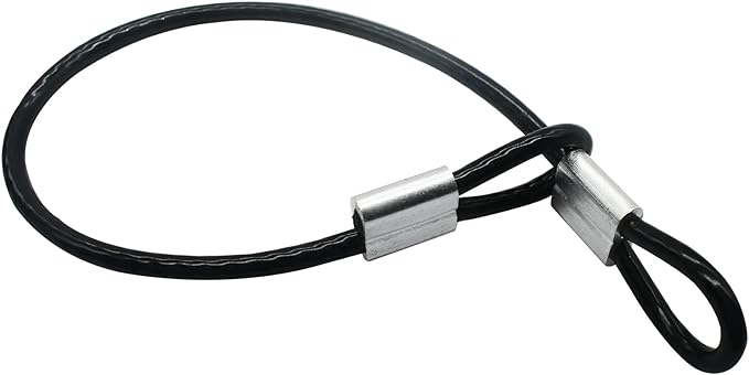 5 Pcs 5mm Wire 48 inch Vinyl Coated Stainless Steel Cable with Loops Short Wire Rope Lanyard Lock Security Chain Link for Outdoor Gates, Black(5mm x 48inch)