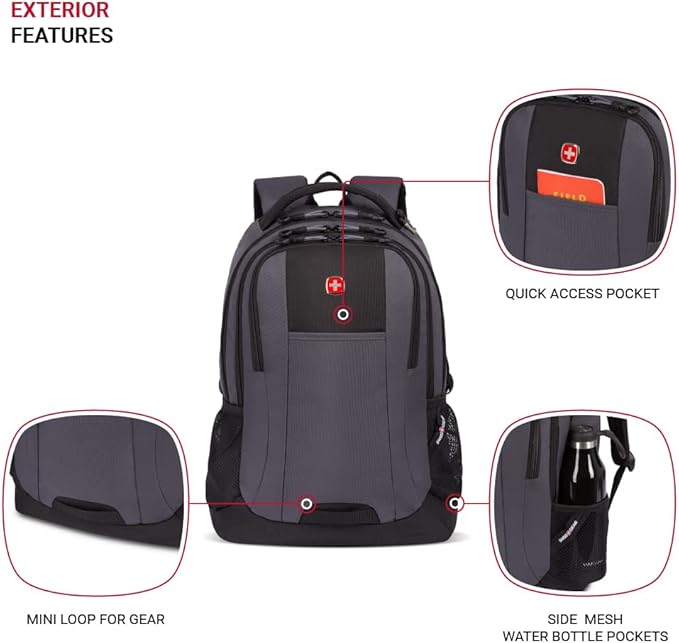 SwissGear Cecil 5505 Laptop Backpack, Dark Grey/Black, 18-Inch