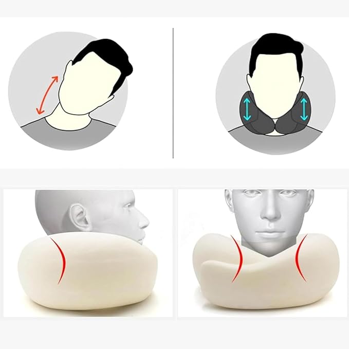 RURING Travel Pillows for Airplanes, Travel Neck Pillow Travel Pillow, Neck Pillow Airplane Memory Foam 360 Degree Support Stowable Pillows for Airplanes Offices and Cars 2PCS (Pink + Black)