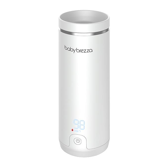 Baby Brezza SuperFast Portable Baby Bottle Warmer – 67% Faster - Travel Breastmilk Warmer and Formula Warmer - Safe, Even Heating - Up to 9oz - No Adapters, White