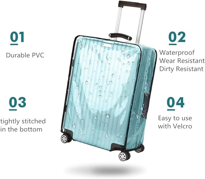 3 PCS Thicken Clear PVC Luggage Cover Protectors for TSA Approved 20" 24" 28" suitcase covers for luggage,Waterproof Dustproof Anti-scratch Travel Suitcase Cover Set