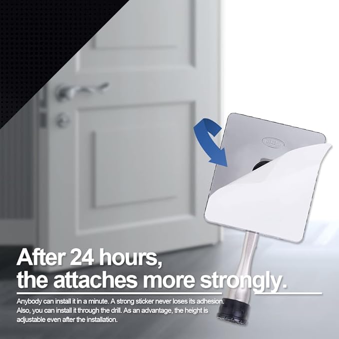 One-Touch Doorstop Adhesive Bracket (Black, 4inch x 2pack)