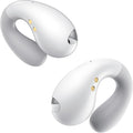Open Ear Earbuds Wireless Bluetooth 5.3 Earphones, Flexible Clip On Ear buds with 36H Playtime LED Display Bone Conduction Headphones, Waterproof Light Weight Fit for Every Ear, Sport Elegant White