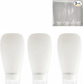 Travel Bottles for Toiletries, TSA Approved 3oz Leak Proof Silicone Soft Refillable Squeeze Travel Size Containers BPA Free for Cleansers, Lotions, Shampoo, Conditioner 3pk (Clear)