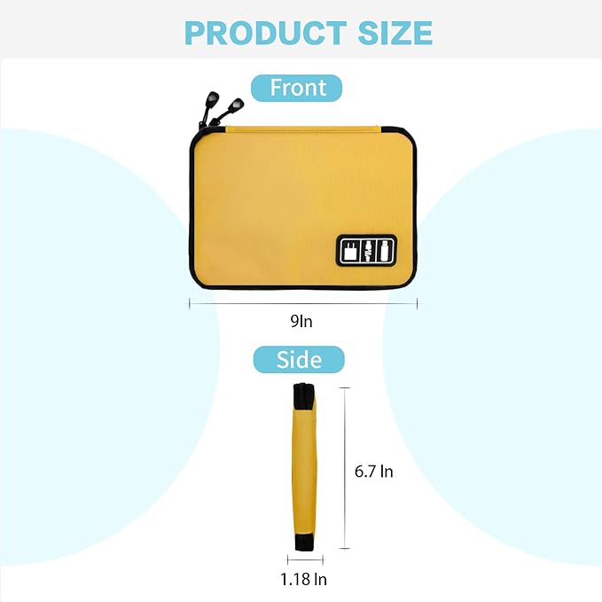 Electronics Travel Organizer,Portable Waterproof Electronic Travel Storage Bag for Small Charging Cord Storage,Charger,SD Card etc,for Travel,Business-Yellow Green
