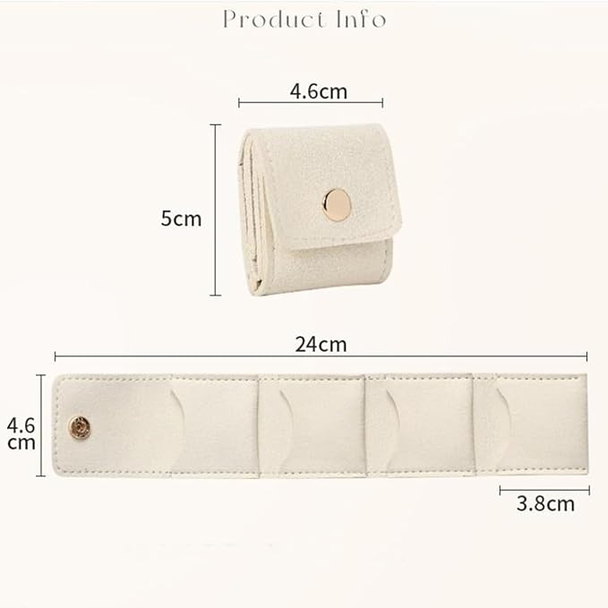 Mini Travel Jewelry Bag, 2025 New Travel Jewelry Case Organizer, Portable Foldable Compartment Auxiliary Mini Travel Jewelry Roll Bag With Buckle For Small Jewelry Earrings, Rings, Necklaces (E)
