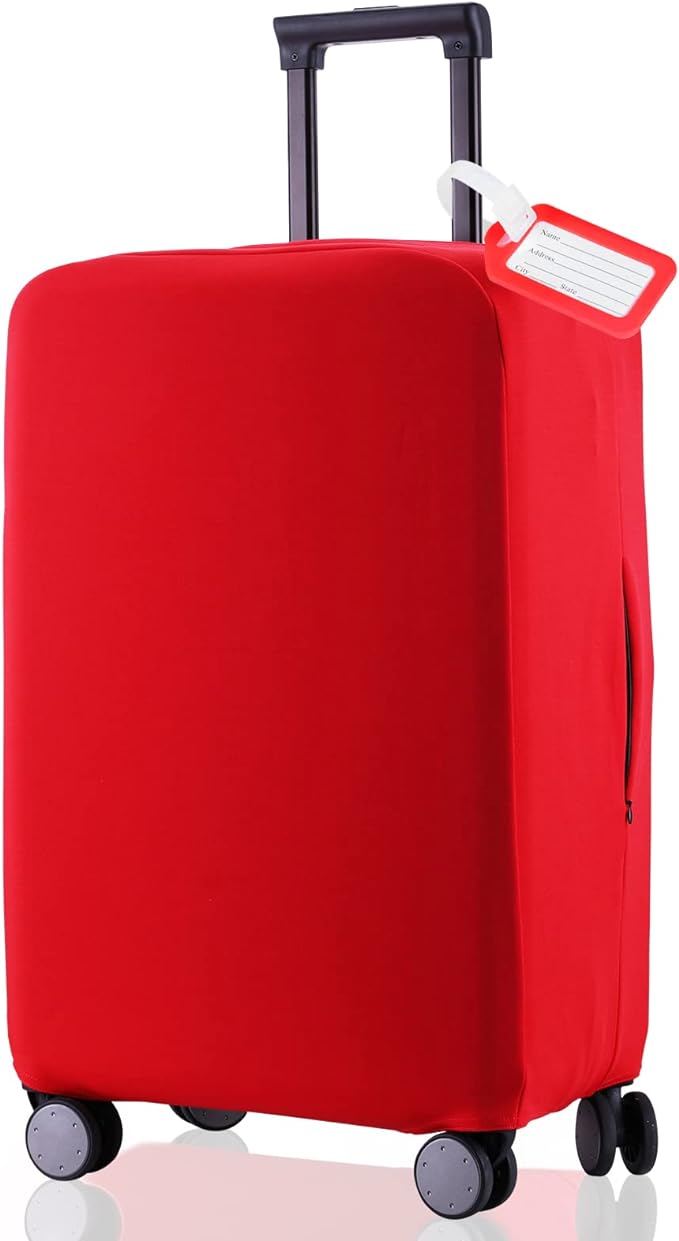 Travel Luggage Cover Suitcase Protector Scratch-Resistant Fit 19-31 Inch Suitcase, Not Included Suitcase (Red, S(19-21 inch))