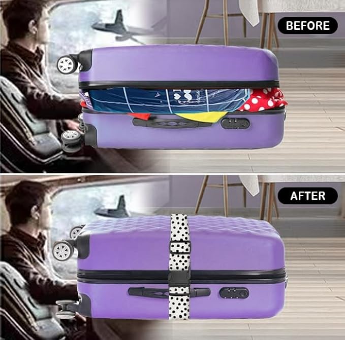 Luggage Straps for Suitcases Travel Belt Accessories, Cute Suitcase Strap, Adjustable Luggage Belt Strap, Heavy Duty with Quick-Release Buckle Luggage Strap Cute Polka Dots