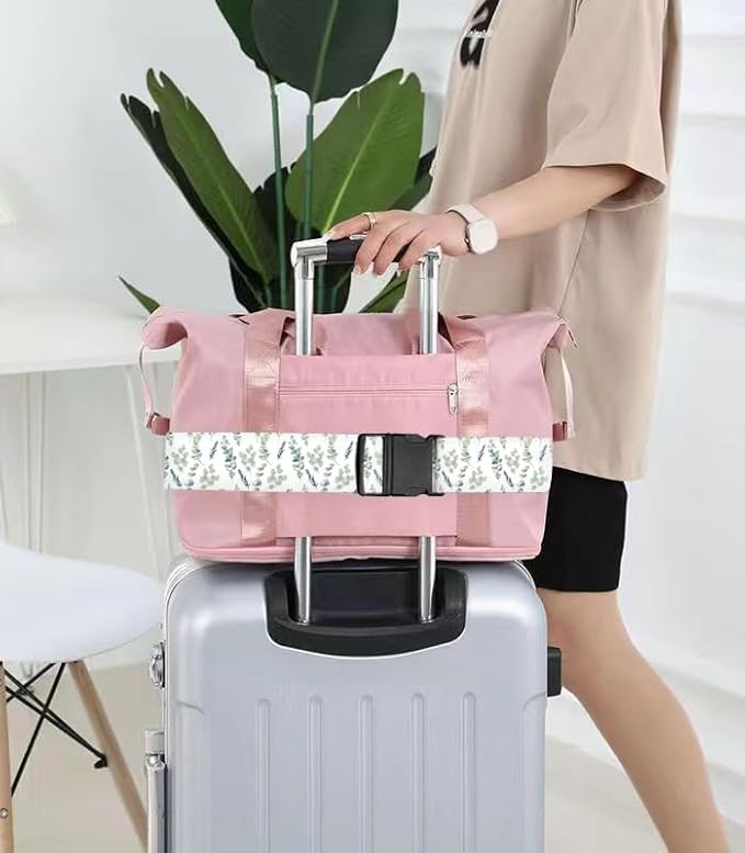 Luggage Straps for Suitcases Travel Belt Accessories, Cute Suitcase Strap, Adjustable Luggage Belt Strap, Heavy Duty with Quick-Release Buckle Luggage Strap Watercolor Boho Leaf