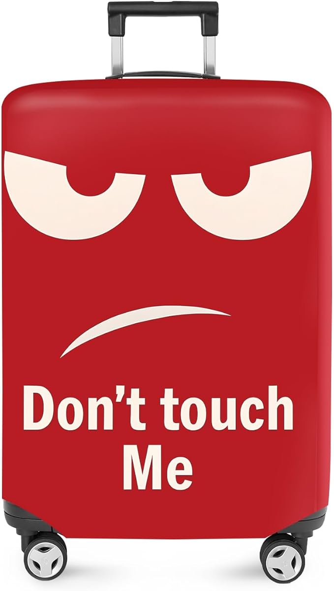 ANNA QUEEN Funny Luggage Cover, Don't Touch Me Red Face Design, Stretchable, Washable Travel Protector for 32-34 Inch Luggage
