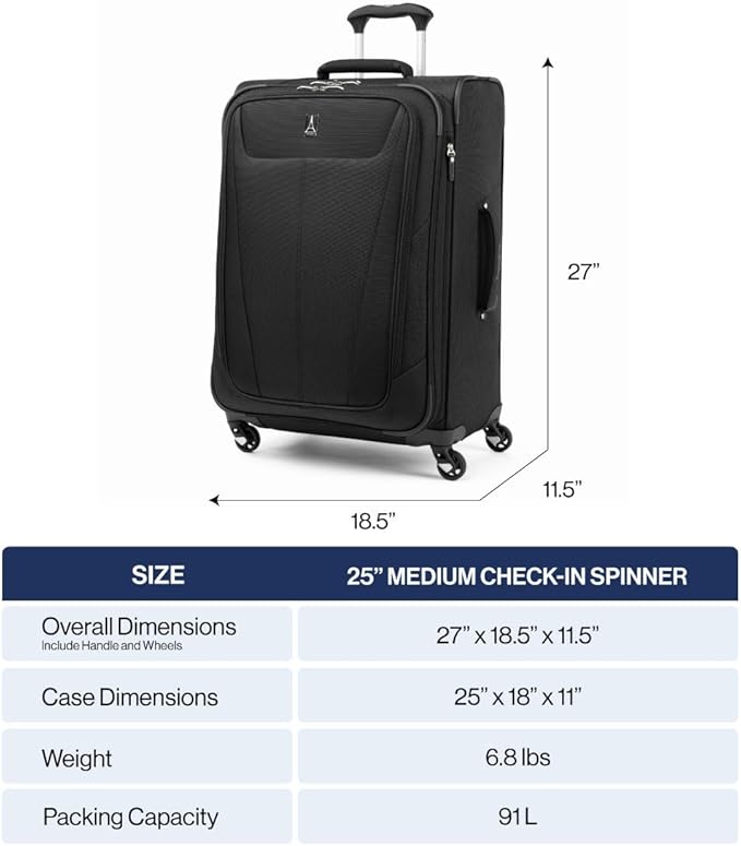Travelpro Maxlite 5 Softside Expandable Checked Luggage with Spinner Wheels, Lightweight, 25-Inch — Orchid Pink Purple