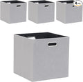 Cube Storage Bins 13×13 Polyester Foldable Box with Handles, Collapsible Organization Basket Set of 4 Large Capacity Drawer for Closet Shelf Cabinet Bookcase Bedroom, Light Gray