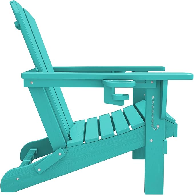 SERWALL Adirondack Chair with Cup Holders - Composite Adirondack Chairs HDPE Outdoor Chairs All Weather Use- Aruba