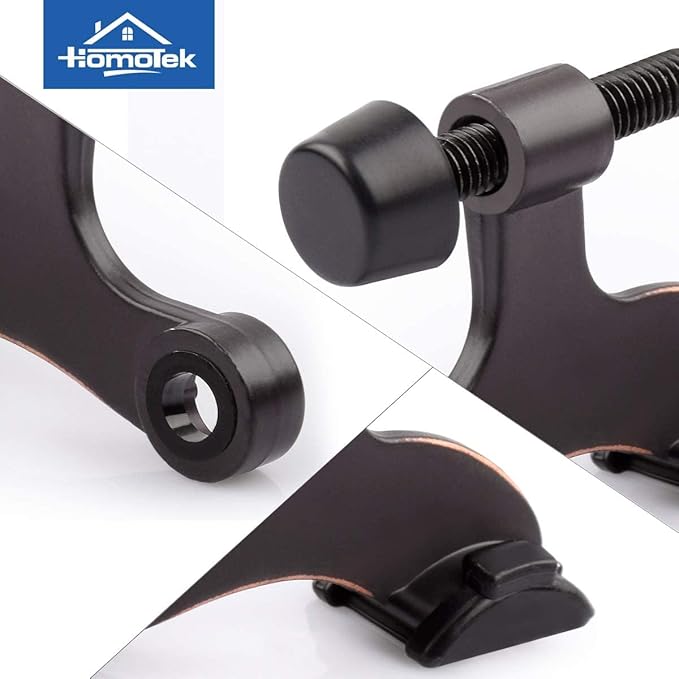 HOMOTEK 24 Pack Hinge Pin Oil Rubbed Bronze Door Stopper,Adjustable Deluxe Heavy Duty Door Stopper 2-1/2"x1-3/4”,with Black Rubber Bumper Tips