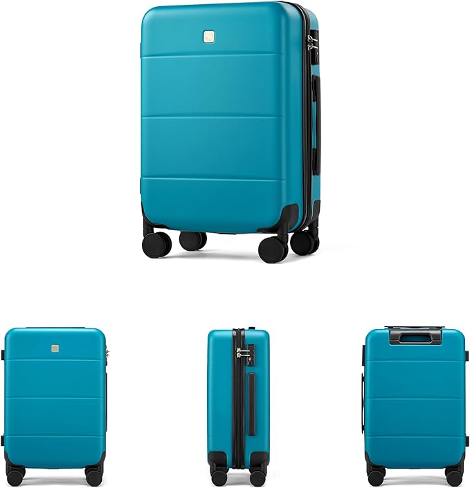 Hanke 26 Inch Checked Luggage Medium Hard Shell Suitcases with Wheels Lightweight Hard Case Luggage for Women Men(Caribbean Blue)