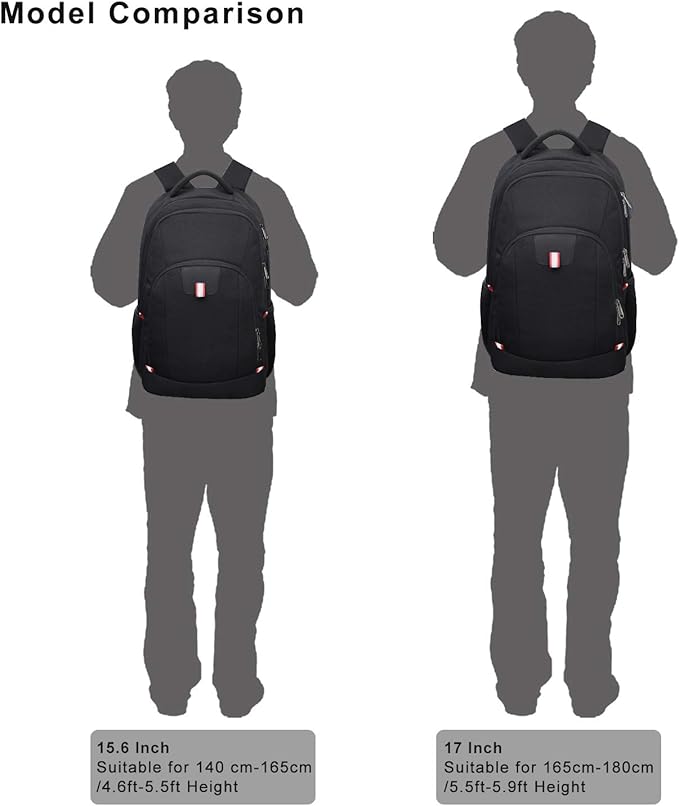 Travel Laptop Backpack, Black Backpack for Men and Women with USB Slit Business Computer Back Pack (Black, 15.6 Inch)