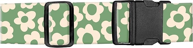 Luggage Straps for Suitcases, Adjustable Travel Belt, Durable Wide Luggage Strap, Cute Suitcase Strap Identifiers with Buckle, Bag Straps for Luggage, Grey Cute Flowers
