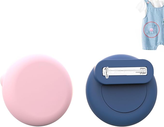 Waterproof AirTag Holder for Kids[Discreet] - 2-Pack Mini Silicone Air Tag Cover with Invisible Pin,GPS Tracker Case for Children, Elderly, Clothes, Backpack, Luggage (Dark Blue,Pink)