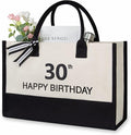 TOPDesign Embroidery Canvas Tote Bag for Women, 30th Birthday Gifts for Her, Wife, Mom, Sister, Daughter, Aunt, Best Friend, Coworker, Turning 30 Years Old Present, Personalized Bag for Beach, Holiday