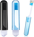Patelai 2 Pieces Travel Toothbrush Set, Soft Bristle Mini Foldable Tooth Brush with Case, Individually Wrapped Small Portable Travel Size Toiletries Stuff for Camping (Classic Color)
