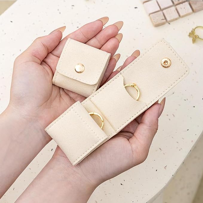 Mini Travel Jewelry Bag, 2025 New Travel Jewelry Case Organizer, Portable Foldable Compartment Auxiliary Mini Travel Jewelry Roll Bag With Buckle For Small Jewelry Earrings, Rings, Necklaces (E)