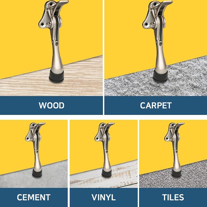 One Touch Kickdown Door Stopper, Door Holder, Heavy Duty Door Stops, Bottom of Door, Height-Adjustable Rubber Tips by HASHI (Antique Bronze 4 inch x 1pack)