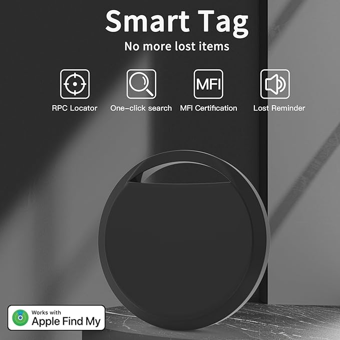 Air Tracker Tags 4 Pack Smart Tag Bluetooth Trackers Work with Apple Find My (iOS Only), Lightweight Tag Prevent Loss of Luggage Wallets Keys Bags,Replaceable Battery,IP67 Waterproof