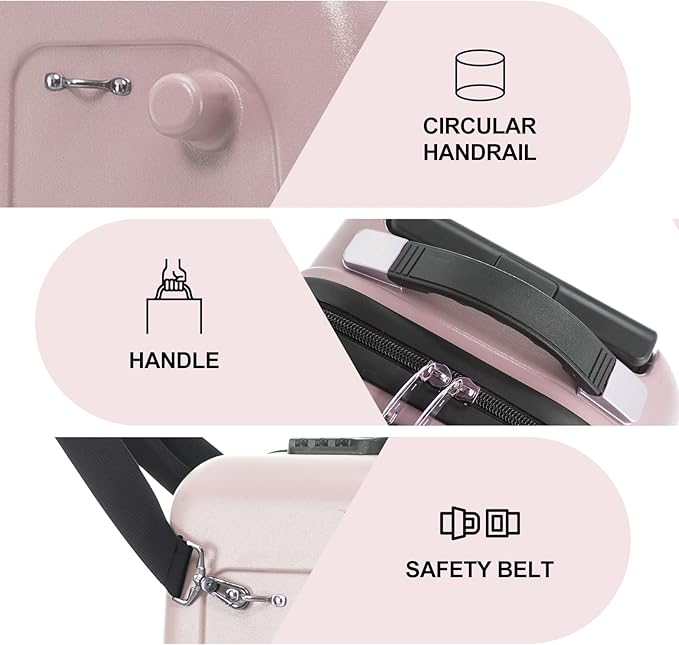 22 Inch Ride on Suitcase for Kids, Travel Luggage with Spinner Wheels for Child Travelling Stroller with Combination Lock/Safety Belt/Telescoping Handle (Pink)