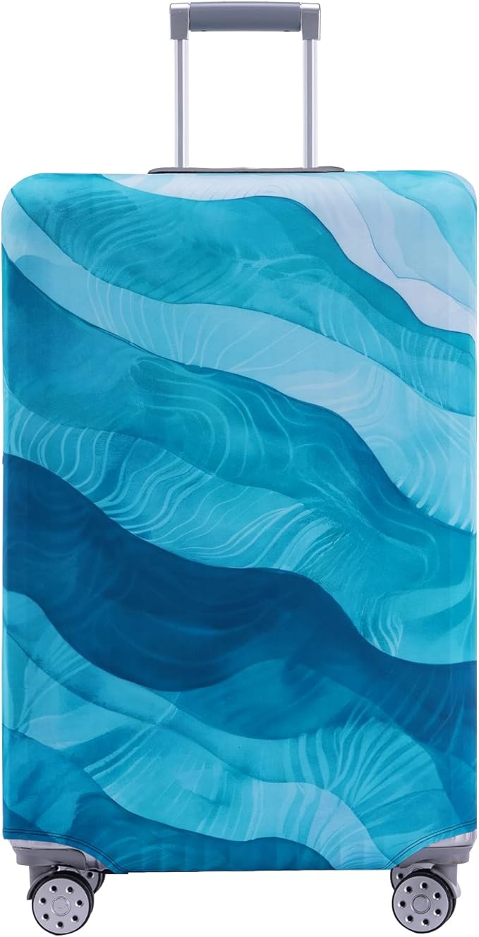 Travelkin Luggage Covers For Suitcase Tsa Approved,Suitcase Cover Protector Fit 18-32 Inch Luggage (Blue Wave, L)