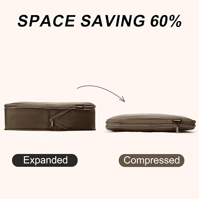6 Set Compression Packing Cubes for Travel Essentials, Luggage Organizers for Suitcases (Charcoal Gray)