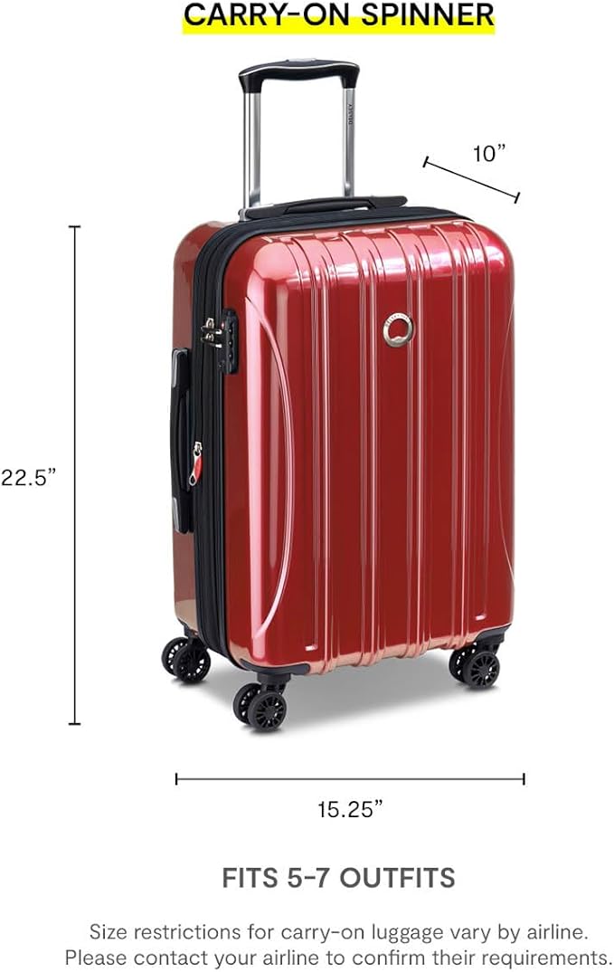 DELSEY PARIS Helium Aero Hardside Expandable Luggage with Spinner Wheels, Brick Red, Carry-On 21 Inch
