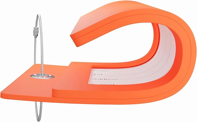 Gostwo 2 Pack Luggage Tags for Suitcases, 26 Initial Letter Travel Luggage Baggage Identification Labels ID Tag Fully Bendable Tags with Stainless Steel Loop (Orange) (Letter K)